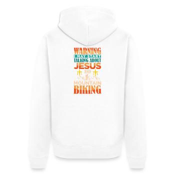Mountain Bike Mountain Bike Jesus Christianity - Unisex Premium Organic Zip Hoodie - white - Back - Thijin (182cm)