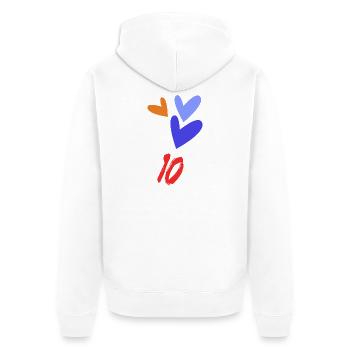 10. 10 YEARS. 10th ANNIVERSARY. 10 YEAR ANNIVERSARY. - Unisex Premium Organic Zip Hoodie - white - Back - Thijin (182cm)