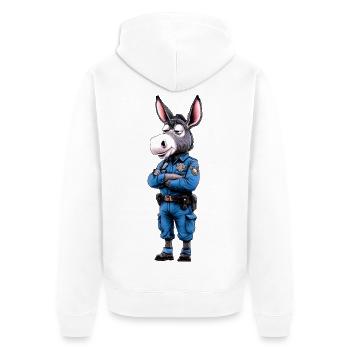 Esel Polizist - Unisex Premium Bio Zip Hoodie - Weiß - Hinten - Thijin (182cm)