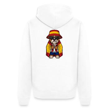 Spanien Cartoon Hund Bulldogge Cool & Stylisch - Unisex Premium Bio Zip Hoodie - Weiß - Hinten - Thijin (182cm)