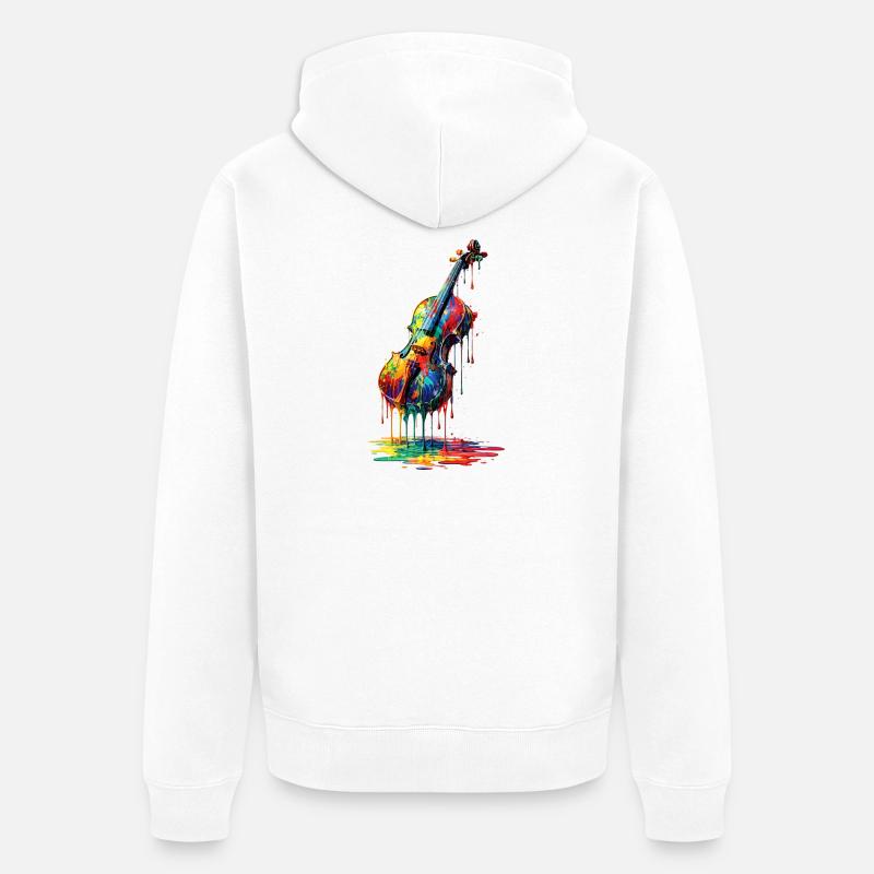 Geige mit tropfender Farbe - Unisex Premium Bio Zip Hoodie - Weiß