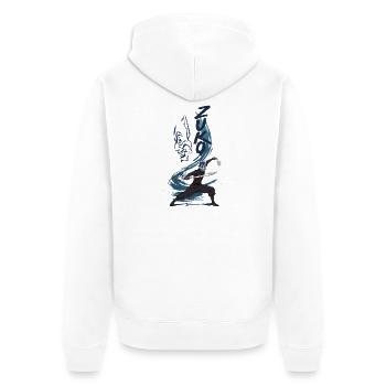 Avatar Prinz Zuko Mit Maske Und Schwertern - Unisex Premium Bio Zip Hoodie - Weiß - Hinten - Thijin (182cm)