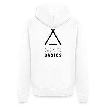Back to Basics | Camping & Bushcraft | Zelt - Unisex Premium Bio Zip Hoodie - Weiß - Hinten - Thijin (182cm)