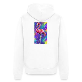 Flamingo - Unisex Premium Bio Zip Hoodie - Weiß - Hinten - Thijin (182cm)