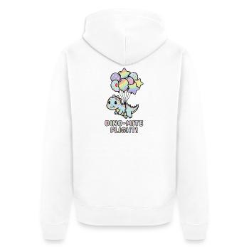 Dino-Mite Flug: Regenbogenballons - Unisex Premium Bio Zip Hoodie - Weiß - Hinten - Thijin (182cm)