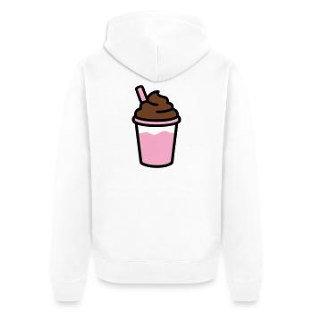 Eiskaffee Smoothie Logo - Unisex Premium Bio Zip Hoodie - Weiß - Hinten - Thijin (182cm)
