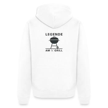 legende_am_grill - Unisex Premium Bio Zip Hoodie - Weiß - Hinten - Thijin (182cm)