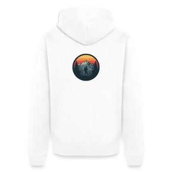 Abenteuerlicher Wanderer bei Sonnenuntergang - Unisex Premium Bio Zip Hoodie - Weiß - Hinten - Thijin (182cm)