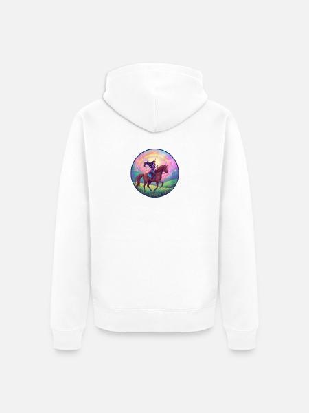 Imaginative fairy on horse - Unisex Premium Organic Zip Hoodie - white