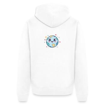 Erde - Unisex Premium Bio Zip Hoodie - Weiß - Hinten - Thijin (182cm)