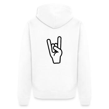 rock - hand - Unisex Premium Bio Zip Hoodie - Weiß - Hinten - Thijin (182cm)