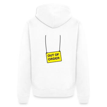 out of order - Unisex Premium Bio Zip Hoodie - Weiß - Hinten - Thijin (182cm)