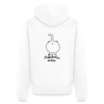 mehrkatze von hinten - Unisex Premium Bio Zip Hoodie - Weiß - Hinten - Thijin (182cm)