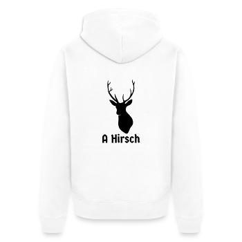 A Hirsch - Unisex Premium Bio Zip Hoodie - Weiß - Hinten - Thijin (182cm)
