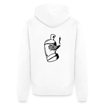 spraydose_sonnenbrille - Unisex Premium Bio Zip Hoodie - Weiß - Hinten - Thijin (182cm)