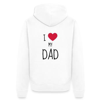 Papa Fête des Pères Naissance Bébé Anniversaire - Veste à capuche bio Premium Unisexe - blanc - Dos - Thijin (182cm)