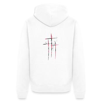3 crosses design pattern scratch cool old tears br - Unisex Premium Organic Zip Hoodie - white - Back - Thijin (182cm)