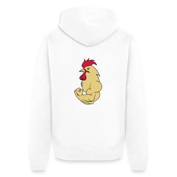 bodybuilder_hahn_2 - Unisex Premium Organic Zip Hoodie - white - Back - Thijin (182cm)