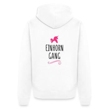 einhorn gang - Unisex Premium Bio Zip Hoodie - Weiß - Hinten - Thijin (182cm)