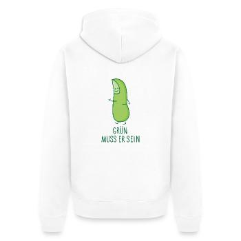 Lustiger grüner Daumen - Unisex Premium Bio Zip Hoodie - Weiß - Hinten - Thijin (182cm)