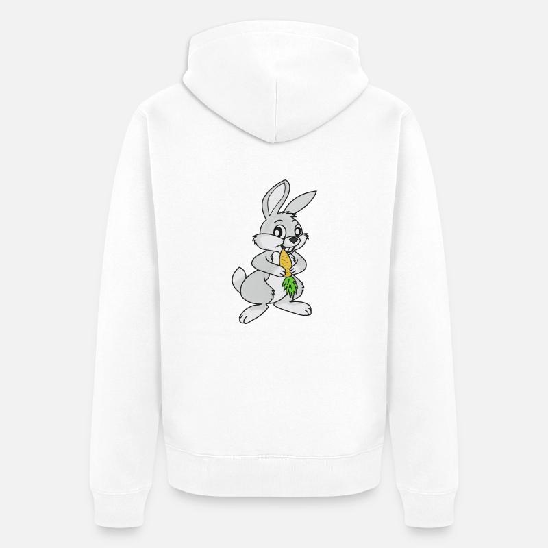 Lapin, Lapin gris, Lapin Blanc - Veste à capuche bio Premium Unisexe - blanc