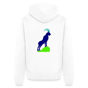 steinbock 02 - Unisex Premium Bio Zip Hoodie - Weiß - Hinten - Thijin (182cm)