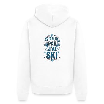Ich kann nicht Ski fahren - Unisex Premium Bio Zip Hoodie - Weiß - Hinten - Thijin (182cm)
