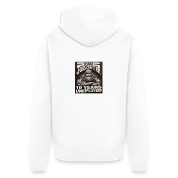 10 Jahre arbeitslos - Unisex Premium Bio Zip Hoodie - Weiß - Hinten - Thijin (182cm)