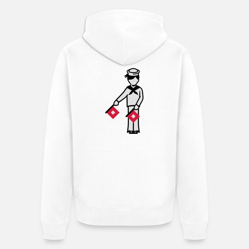 Marin A1 un Winker alphabet - Veste à capuche bio Premium Unisexe - blanc