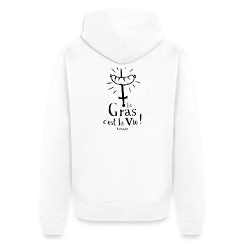Le Gras c'est la Vie ! Karadoc - Veste à capuche bio Premium Unisexe - blanc - Dos - Thijin (182cm)