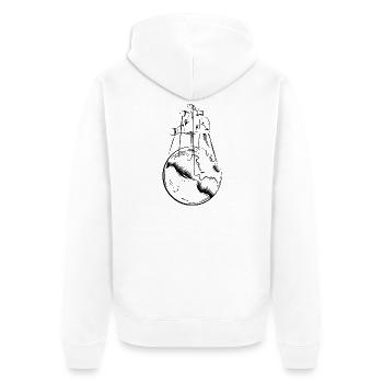 hope earth world symbol hands Puppeteer Earth - Unisex Premium Organic Zip Hoodie - white - Back - Thijin (182cm)