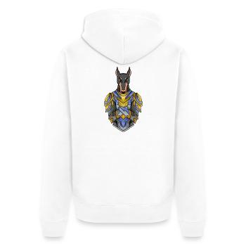Knight dog dog breed Doberman with armor - Unisex Premium Organic Zip Hoodie - white - Back - Thijin (182cm)