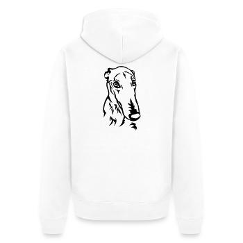 Greyhound Head - Unisex Premium Organic Zip Hoodie - white - Back - Thijin (182cm)