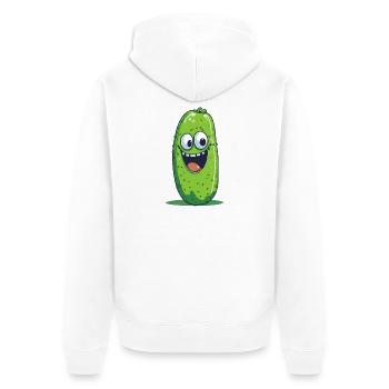 Glückliche Gurke - Unisex Premium Bio Zip Hoodie - Weiß - Hinten - Thijin (182cm)