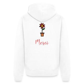 MERCI. MAÎTRESSE. MAÎTRE. MERCI MAÎTRESSE - Veste à capuche bio Premium Unisexe - blanc - Dos - Thijin (182cm)
