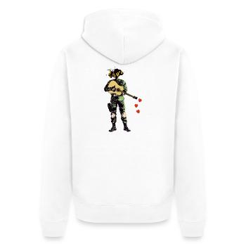 Soldat avec couronne de fleurs et guitare - Veste à capuche bio Premium Unisexe - blanc - Dos - Thijin (182cm)
