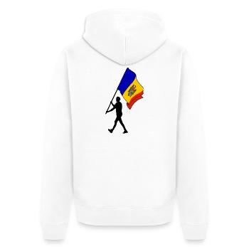 Drapeau Moldavie homme marchant - Veste à capuche bio Premium Unisexe - blanc - Dos - Thijin (182cm)