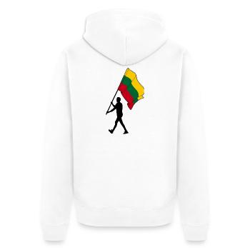 Flagge Litauen Mann geht - Unisex Premium Bio Zip Hoodie - Weiß - Hinten - Thijin (182cm)