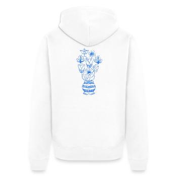 Linien-Blumenstrauß mit Stern - Unisex Premium Bio Zip Hoodie - Weiß - Hinten - Thijin (182cm)