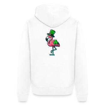 Glücks-Flamingo, Lustiges St. Patrick’s Day Design - Unisex Premium Bio Zip Hoodie - Weiß - Hinten - Thijin (182cm)