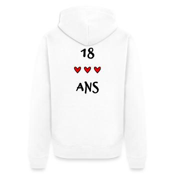 18. 18 ANS. 18e ANNIVERSAIRE. ANNIVERSAIRE 18 ANS. - Veste à capuche bio Premium Unisexe - blanc - Dos - Thijin (182cm)