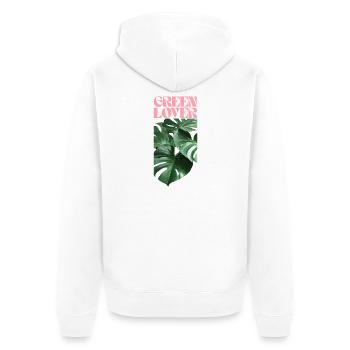 Tropische Monstera Grün Liebhaber Design - Unisex Premium Bio Zip Hoodie - Weiß - Hinten - Thijin (182cm)