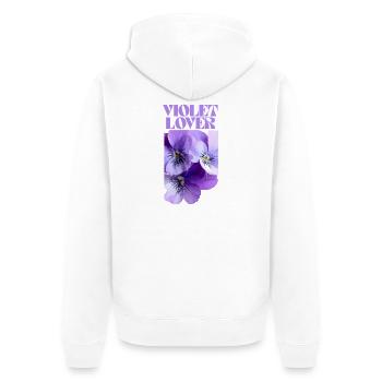 Violet Pansy Floral Design - Unisex Premium Organic Zip Hoodie - white - Back - Thijin (182cm)