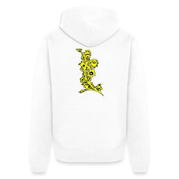 Yellow Flower Detail Ornament - Unisex Premium Organic Zip Hoodie - white - Back - Thijin (182cm)