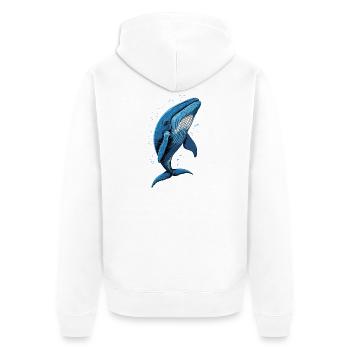 Baleine bleue Baleine Baleines bleues Baleines Chant Baleine Plongeur Baleines Océan - Veste à capuche bio Premium Unisexe - blanc - Dos - Thijin (182cm)