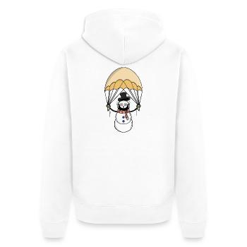 Parachuting Snowman - Unisex Premium Organic Zip Hoodie - white - Back - Thijin (182cm)