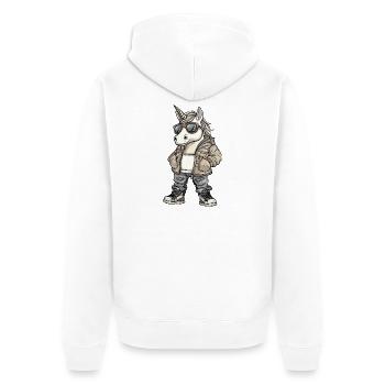 Einhorn Cool Winter - Unisex Premium Bio Zip Hoodie - Weiß - Hinten - Thijin (182cm)