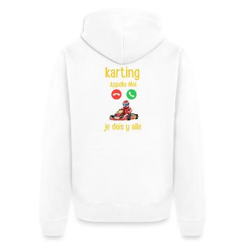Kartfahren ruf mich an, ich muss gehen - Unisex Premium Bio Zip Hoodie - Weiß - Hinten - Thijin (182cm)