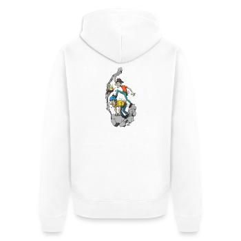 Climbing on Helmet - Unisex Premium Bio Zip Hoodie - Weiß - Hinten - Thijin (182cm)