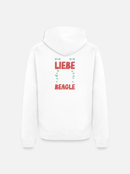 I love my beagle paw heart - Unisex Premium Organic Zip Hoodie - white